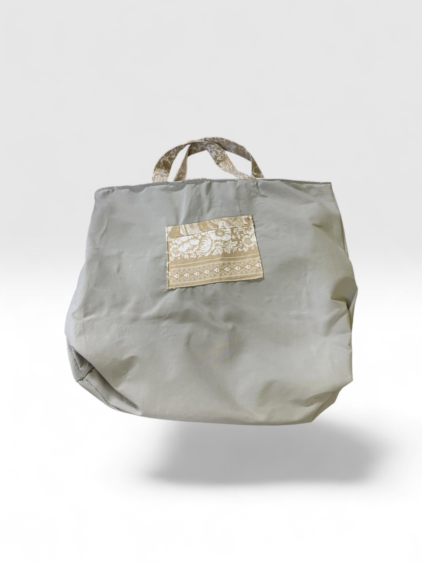 Tan Geometric Upcycled Tote Bag — One of a Kind