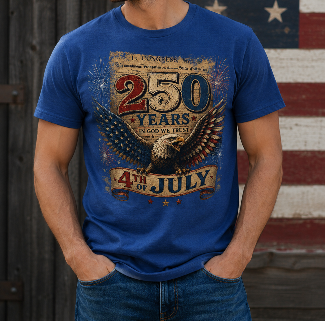 250th Anniversary In God We Trust Eagle Patriotic T-Shirt