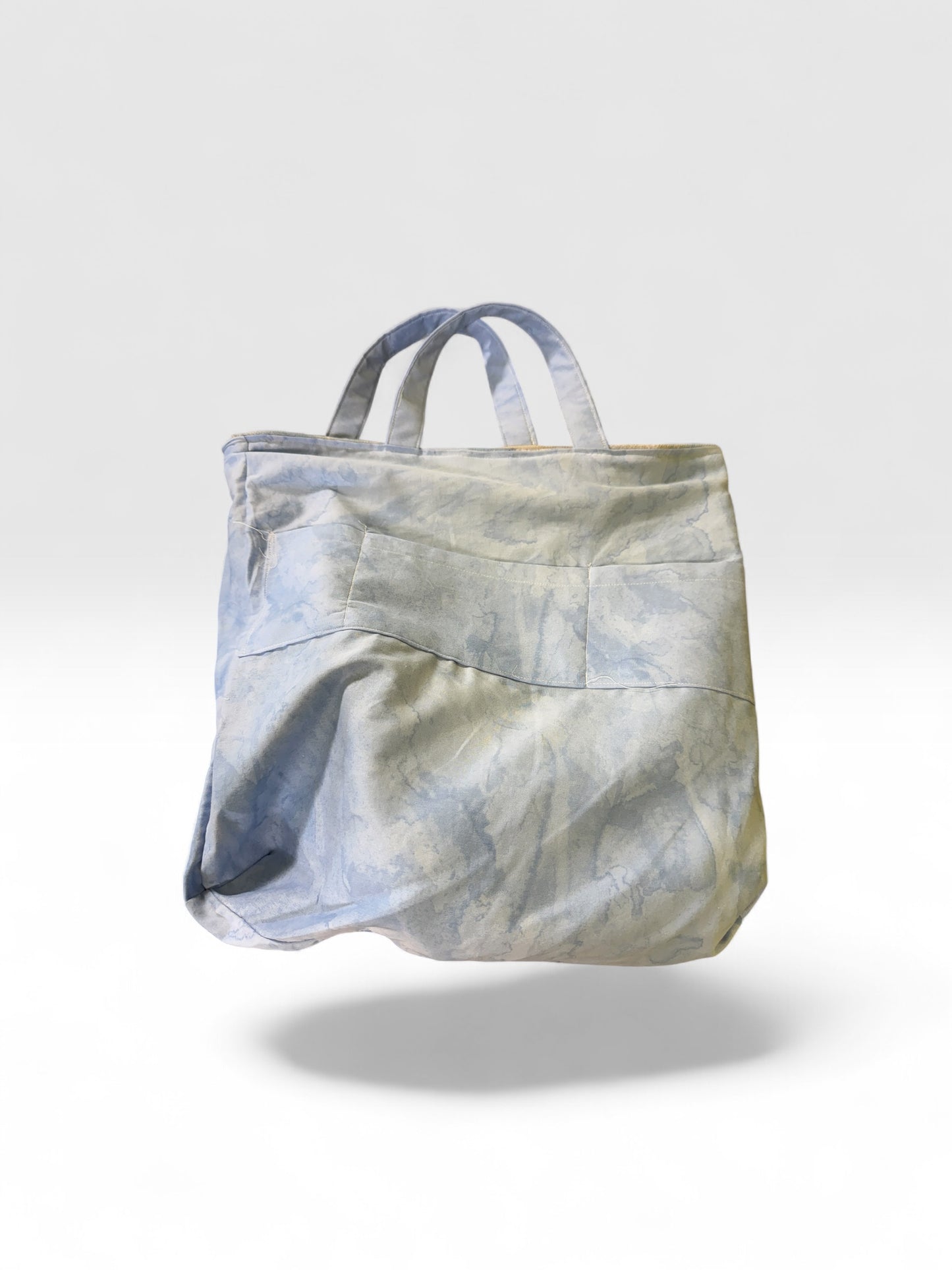 Blue Geometric Upcycled Tote Bag — One of a Kind