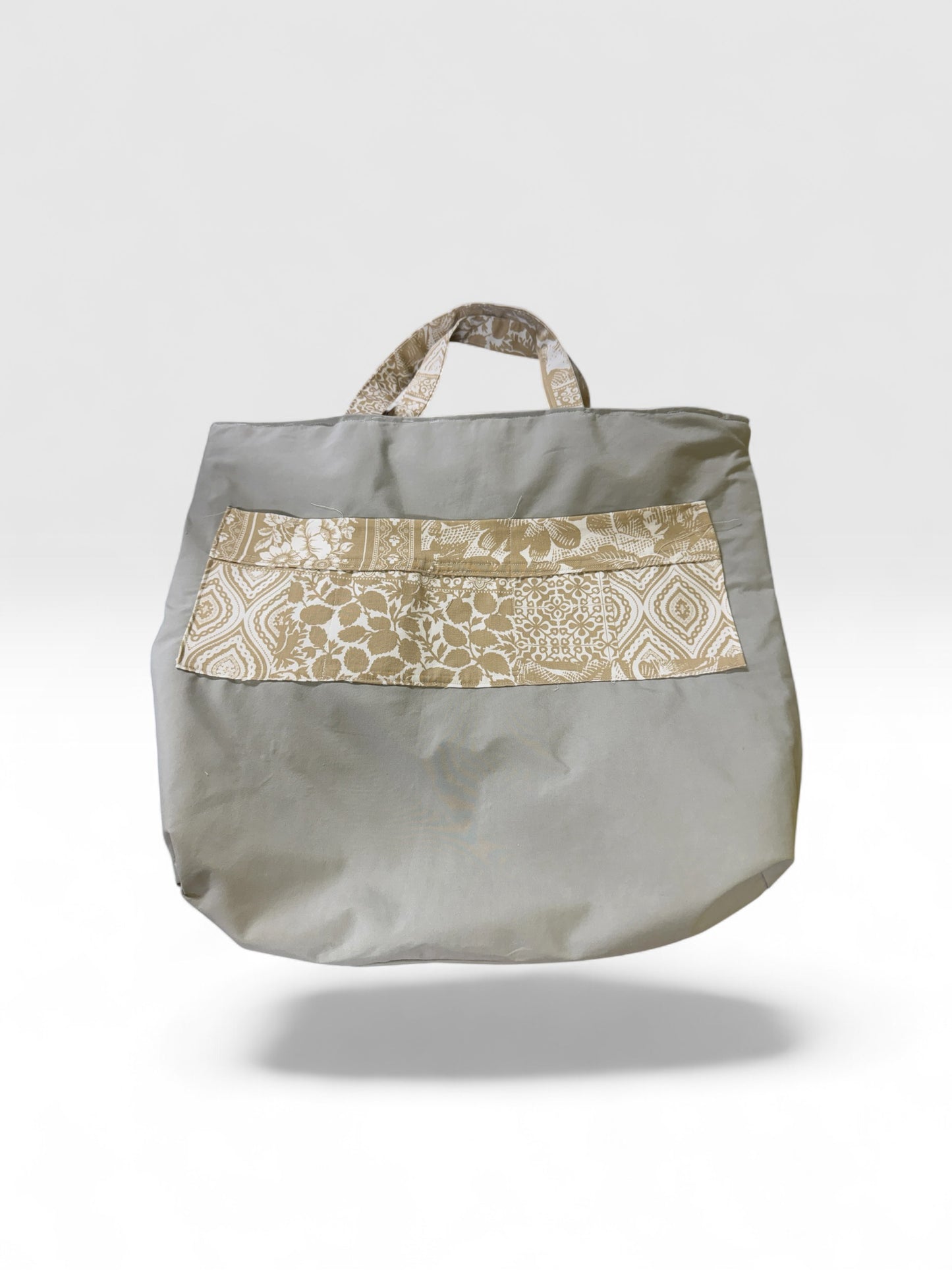 Tan Geometric Upcycled Tote Bag — One of a Kind
