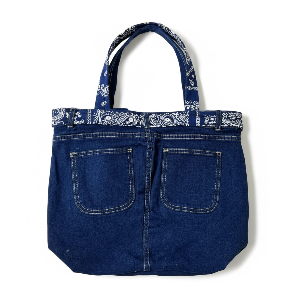Upcycled Denim Tote Bag — One of a Kind