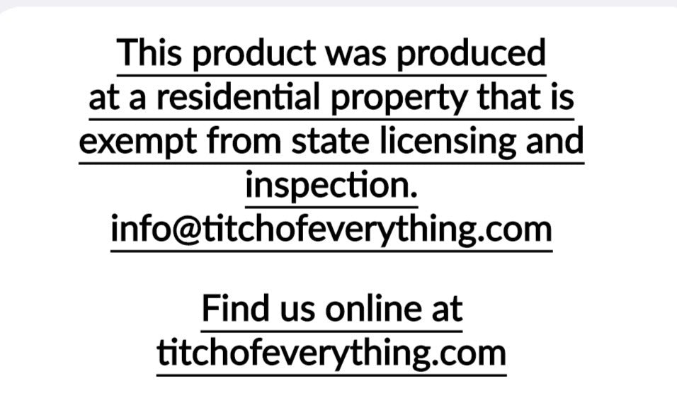 Titch of Everything Sloppy Joe seasoning mix product information and contact details on a white background